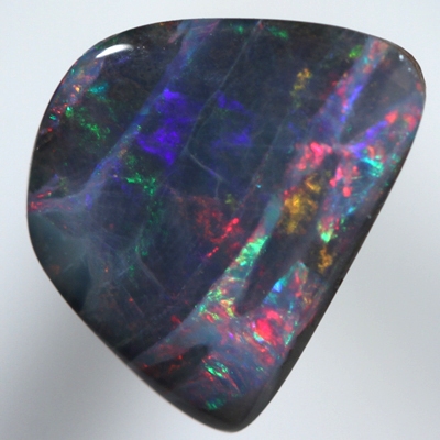 SOLID BOULDER OPAL Banded pattern, bright red rolling flashes 